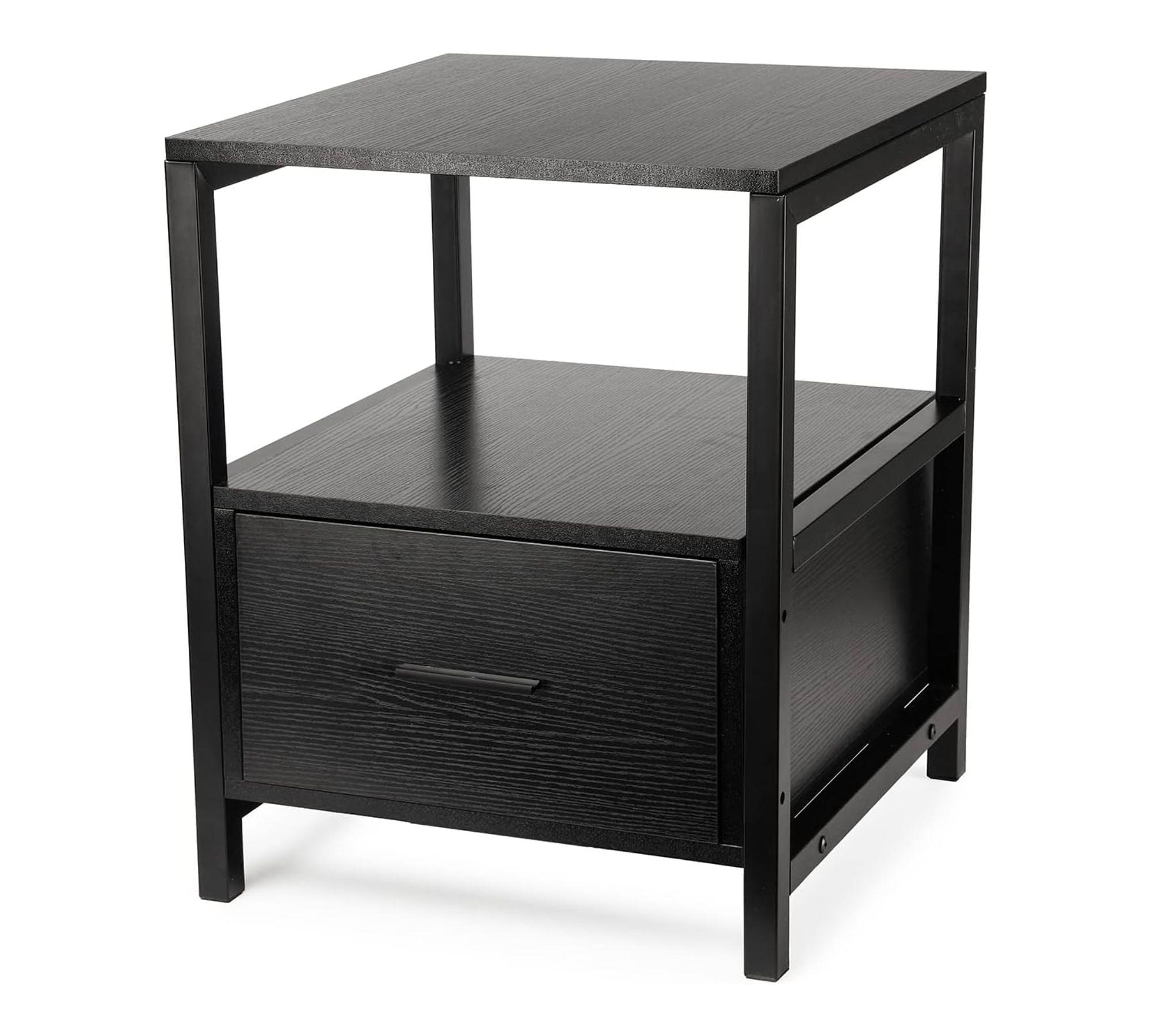 Beistelltisch mit Schublade Holz Schwarz 3