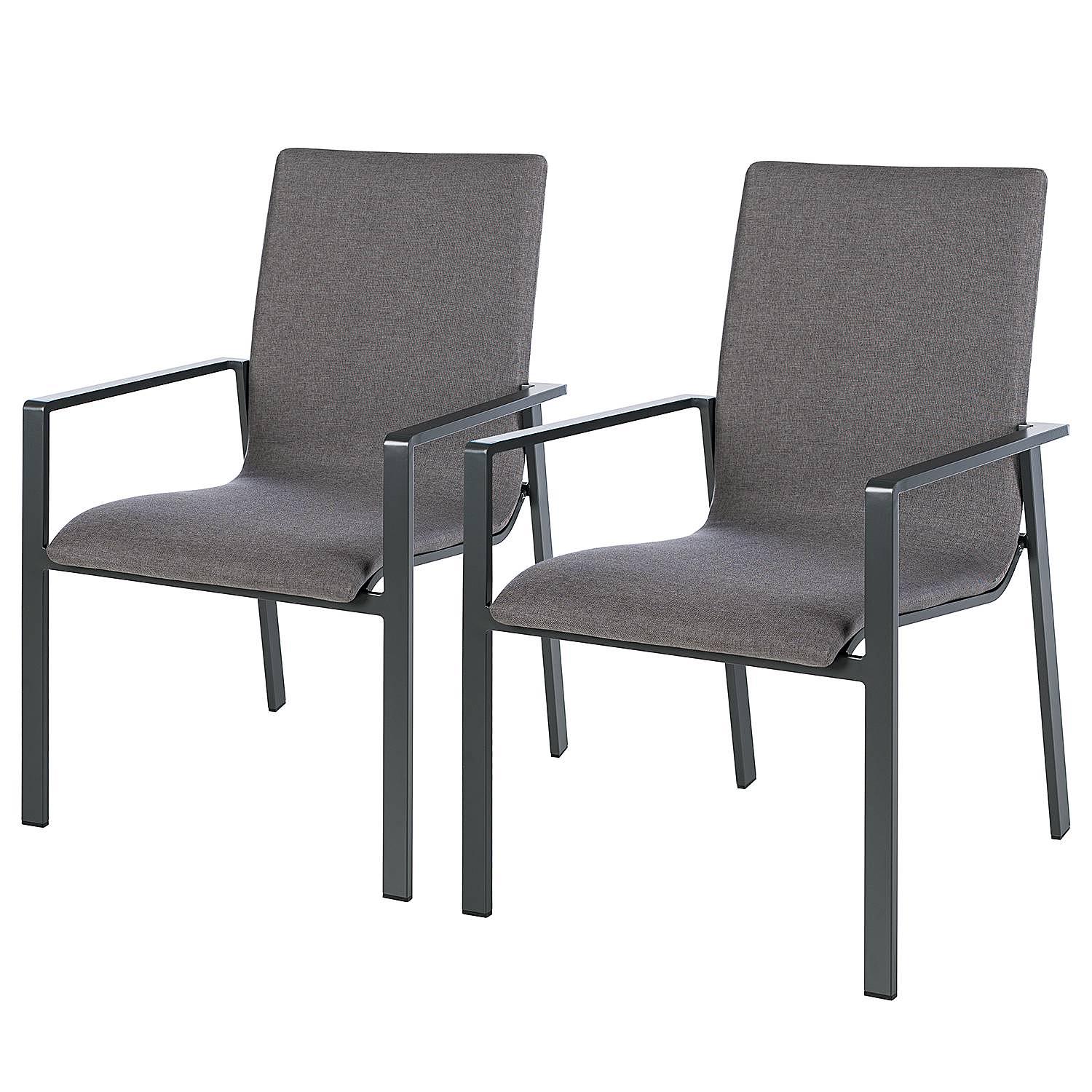 2x Gartenstuhl Kasama Webstoff Aluminium Grau 0
