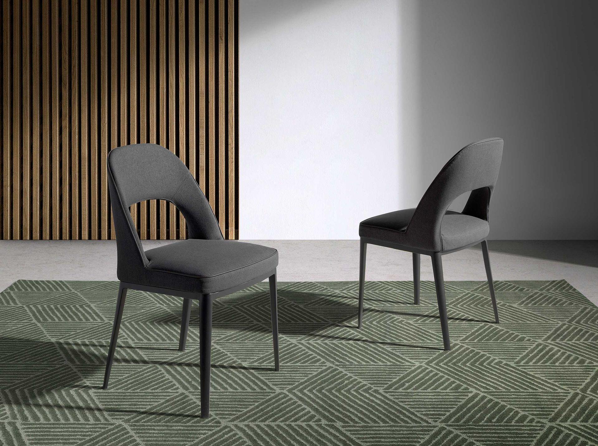 Dining chair stainless steel fabric dark grey 1