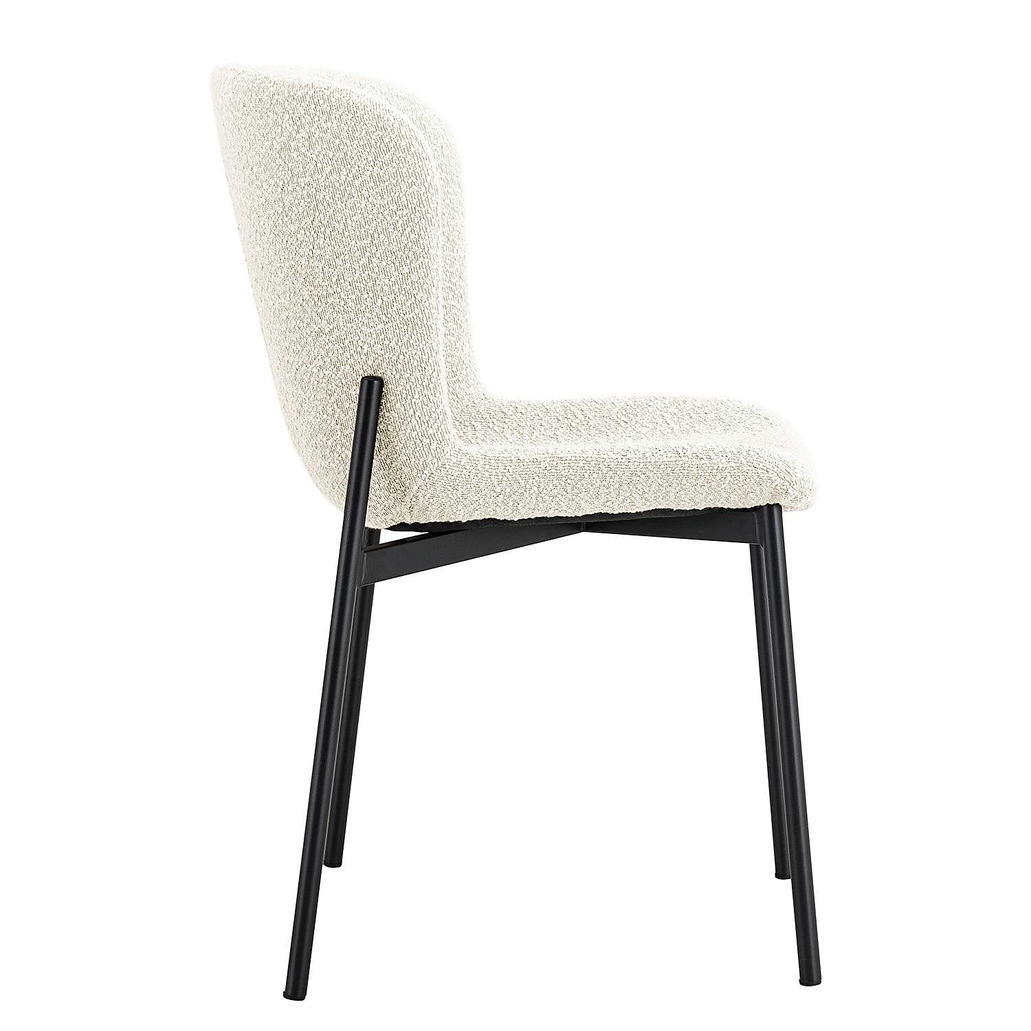 Upholstered chair MOUZON Set of 2 Bouclé Cream Black 2