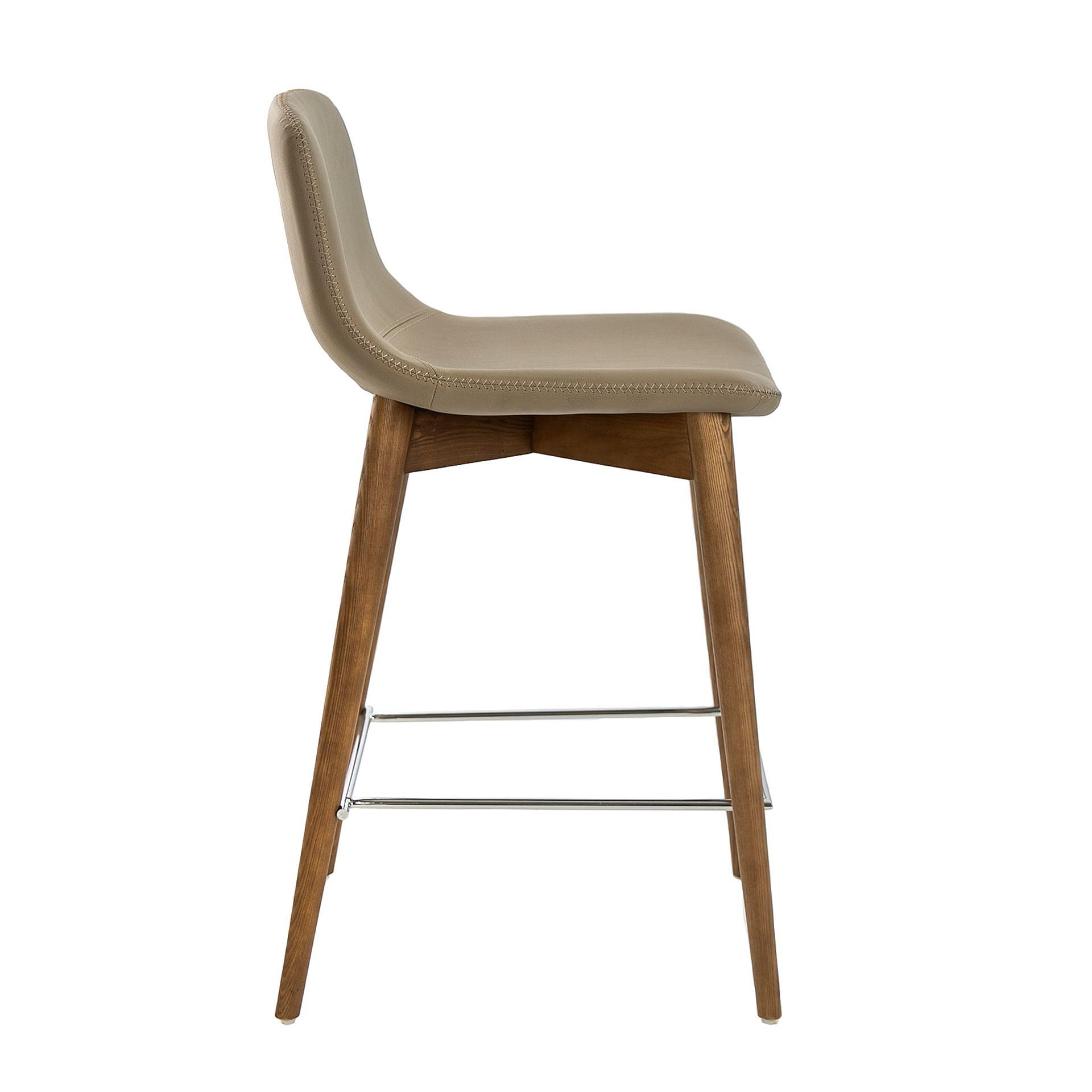 Bar stool faux leather wood grey 5
