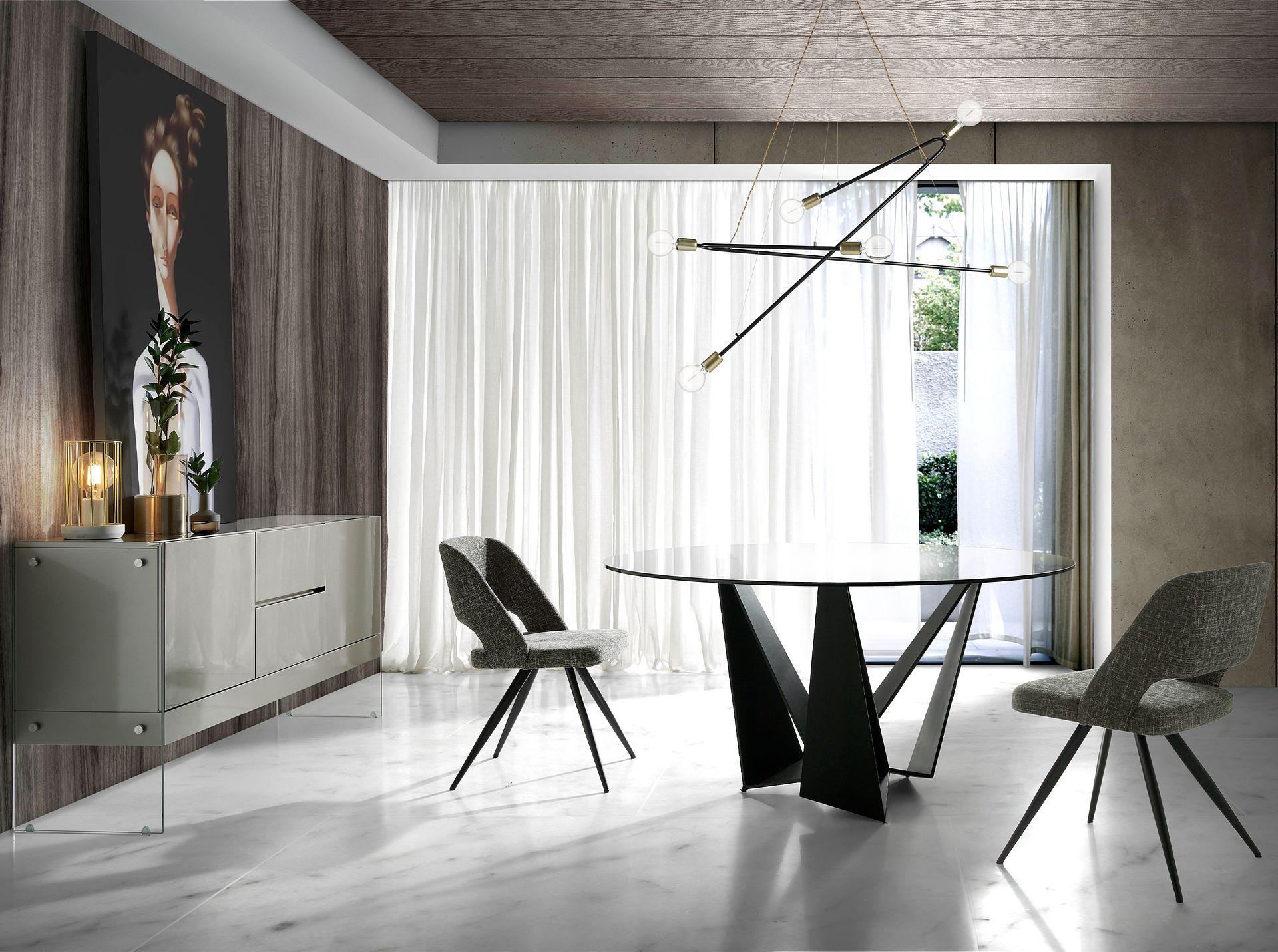 Round dining table Glass/Black steel Ø 150cm 7