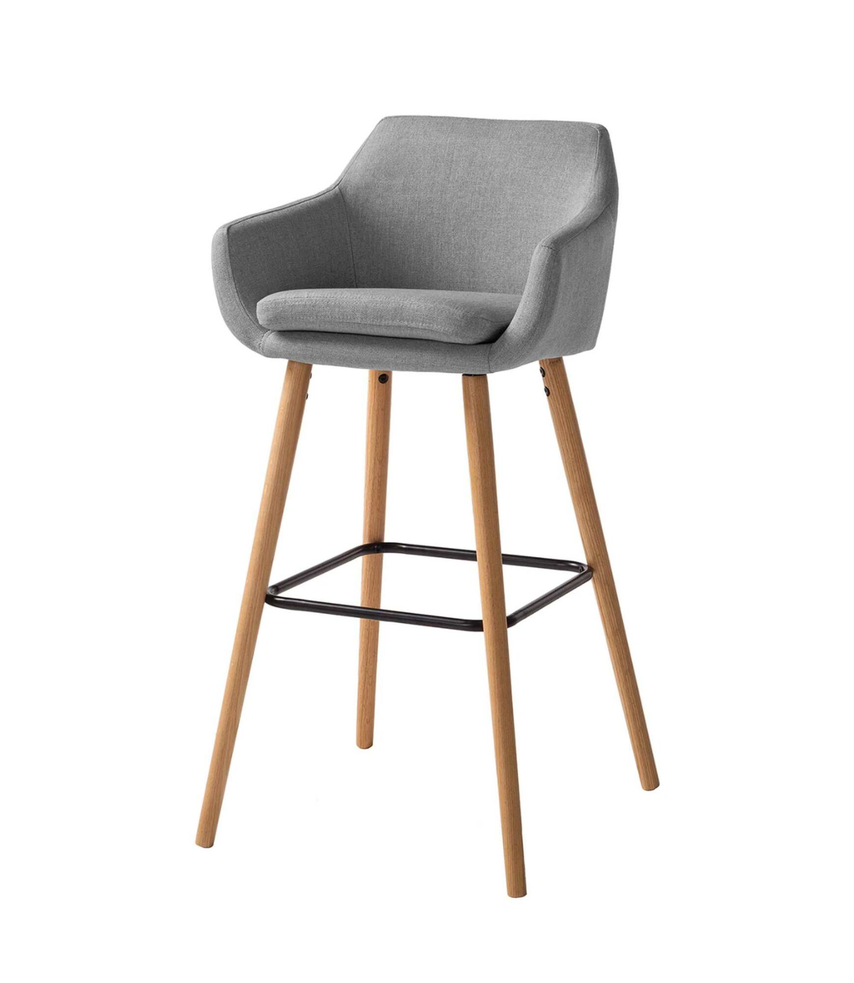 2x Barstuhl Textil Holz Grau 2
