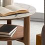 Runder Beistelltisch Marmor Nussbaum 4