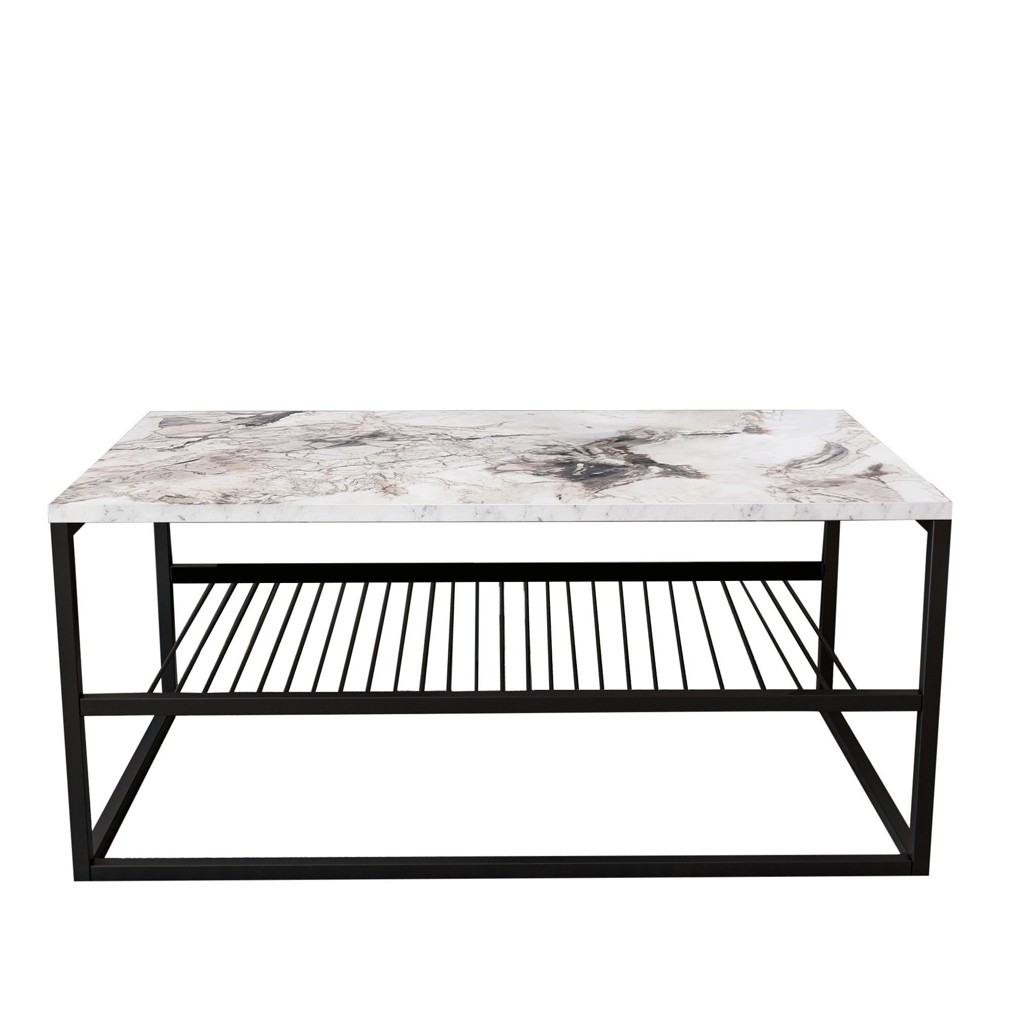 Asude Couchtisch Holzfurnier Weiß Schwarz 0