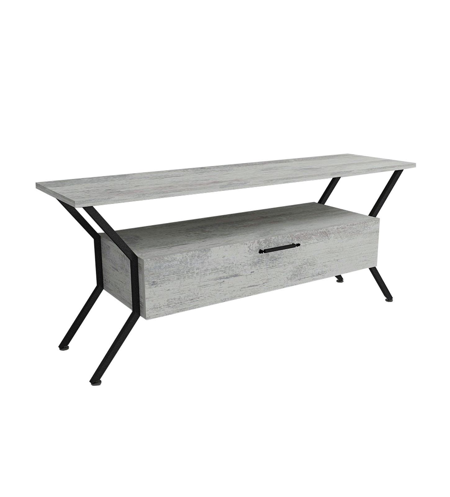 Tarz Lowboard Holzfurnier Grau Schwarz 4