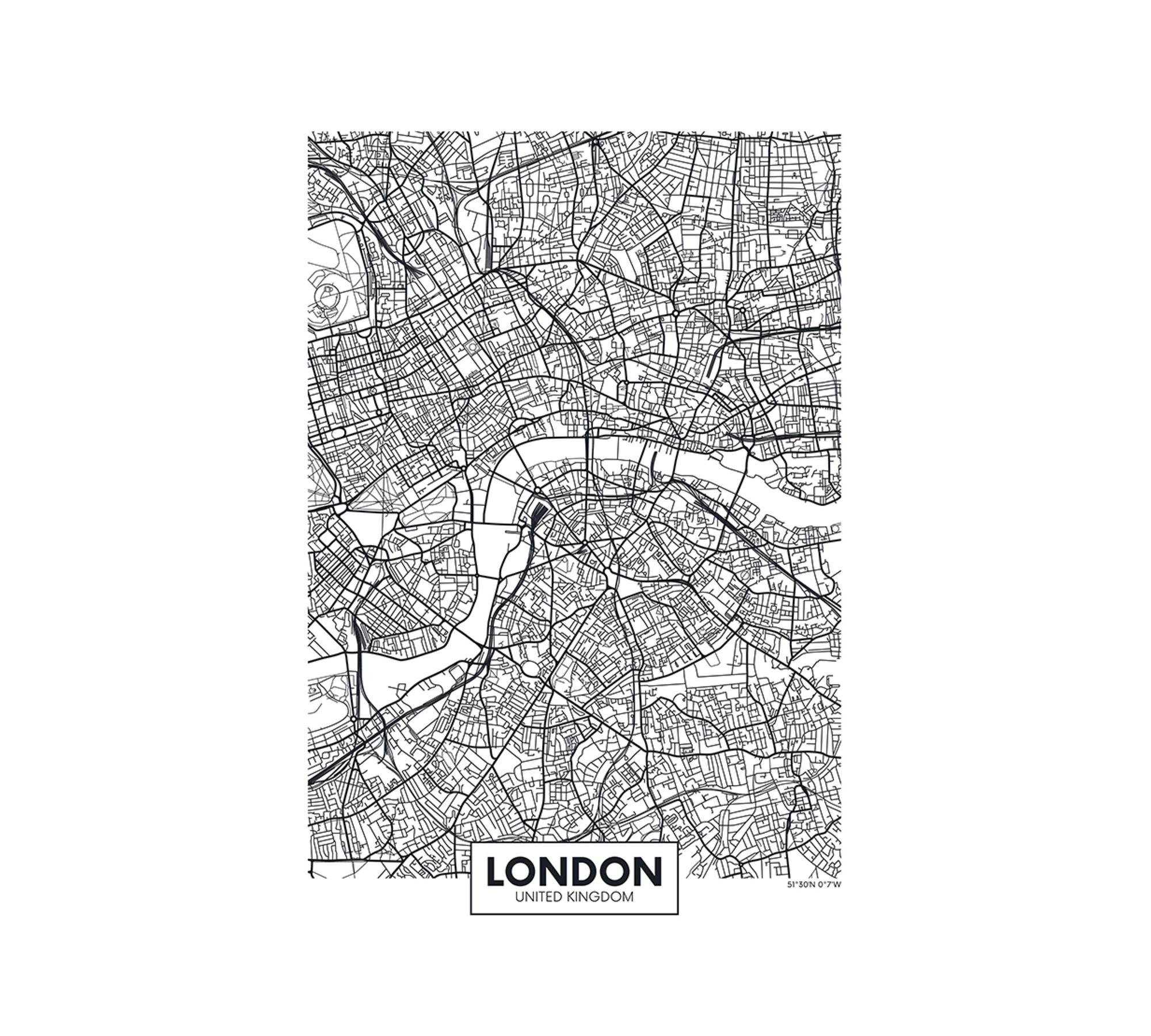 London City Map Art Print with Frame Multicolored 1