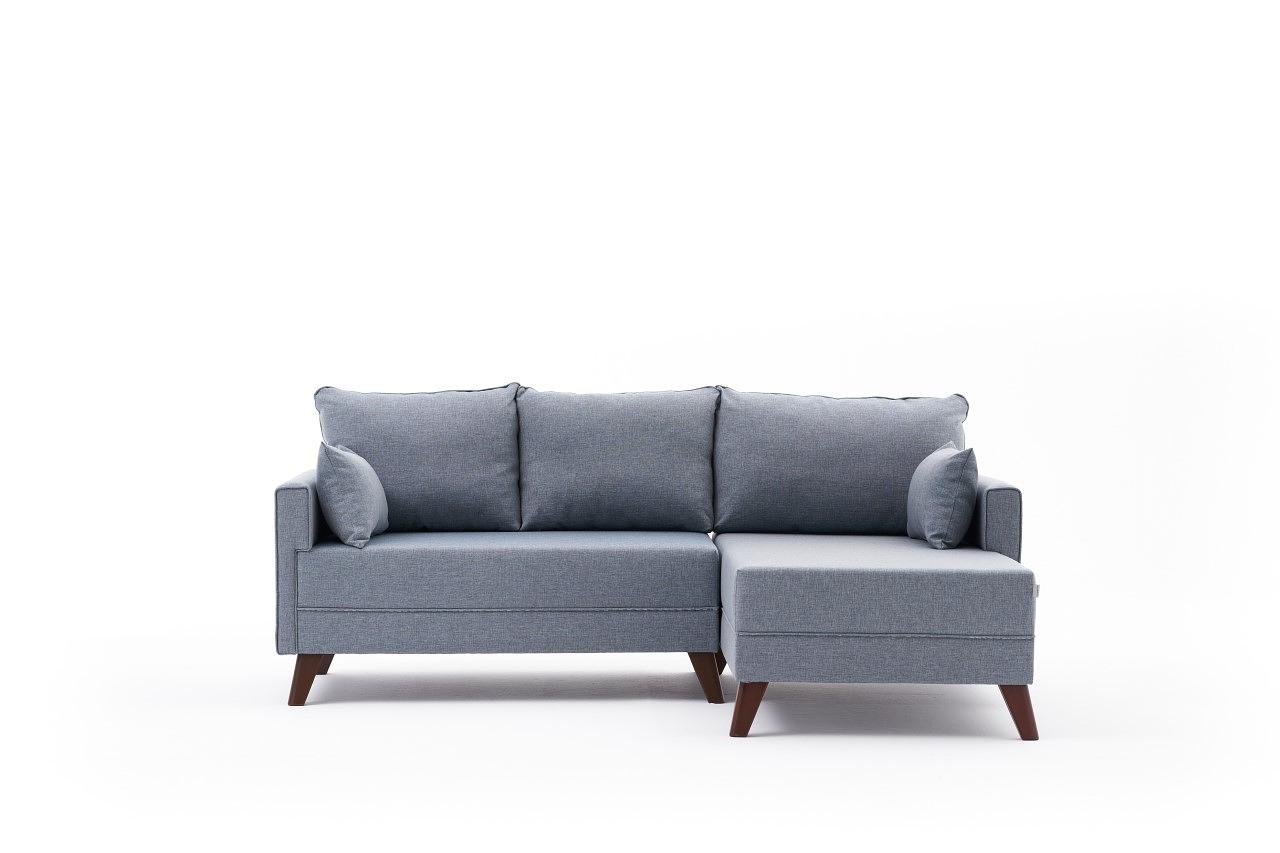 Bella Sofa Récamiere Rechts mit Hocker Blau 5