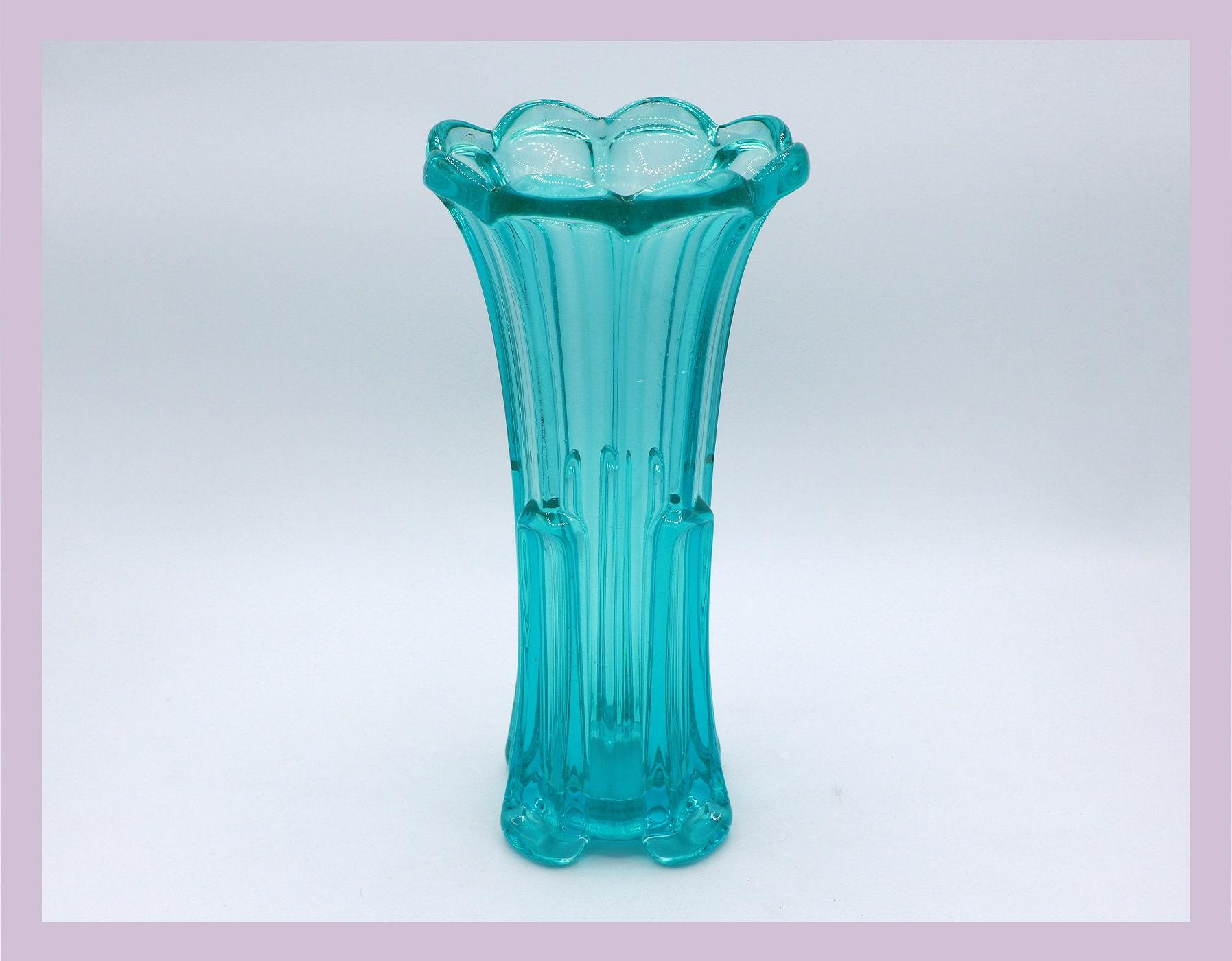 Vintage Vase Glass Turquoise 1958 1