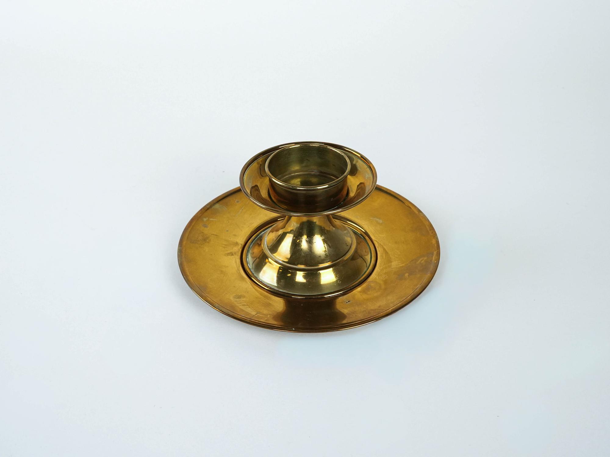 Brass candlestick with foot 1960s 3