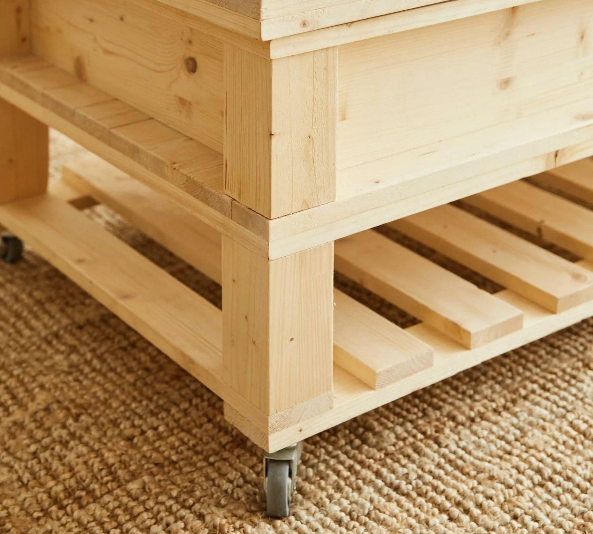 Verstellbarer Couchtisch mit Rollen Hellbraun 4