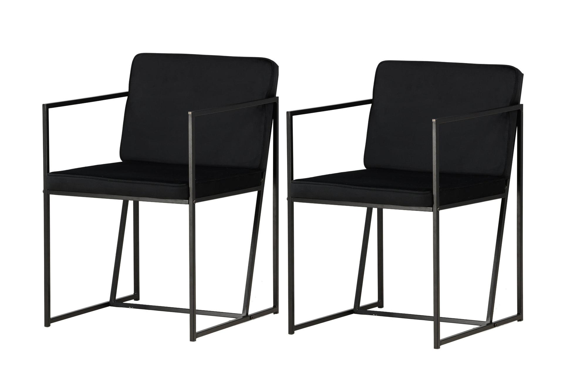2x Richmond Esszimmerstuhl-Set Metall Samt Schwarz 0