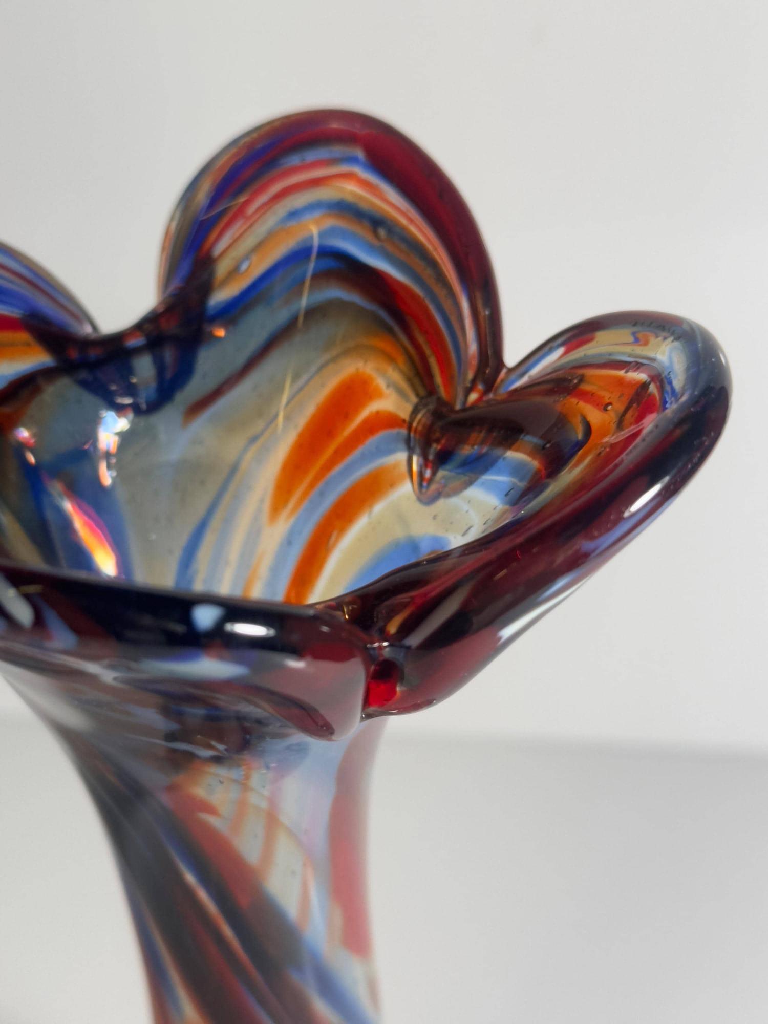 Vaso Vintage Vetro di Murano Multicolore Anni '70 1