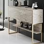 Luxe Set Wohnzimmermöbel-Set Holz Travertine Gold 4