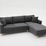 Lima Sofa Chaise Longue Right Anthracite with golden legs 3