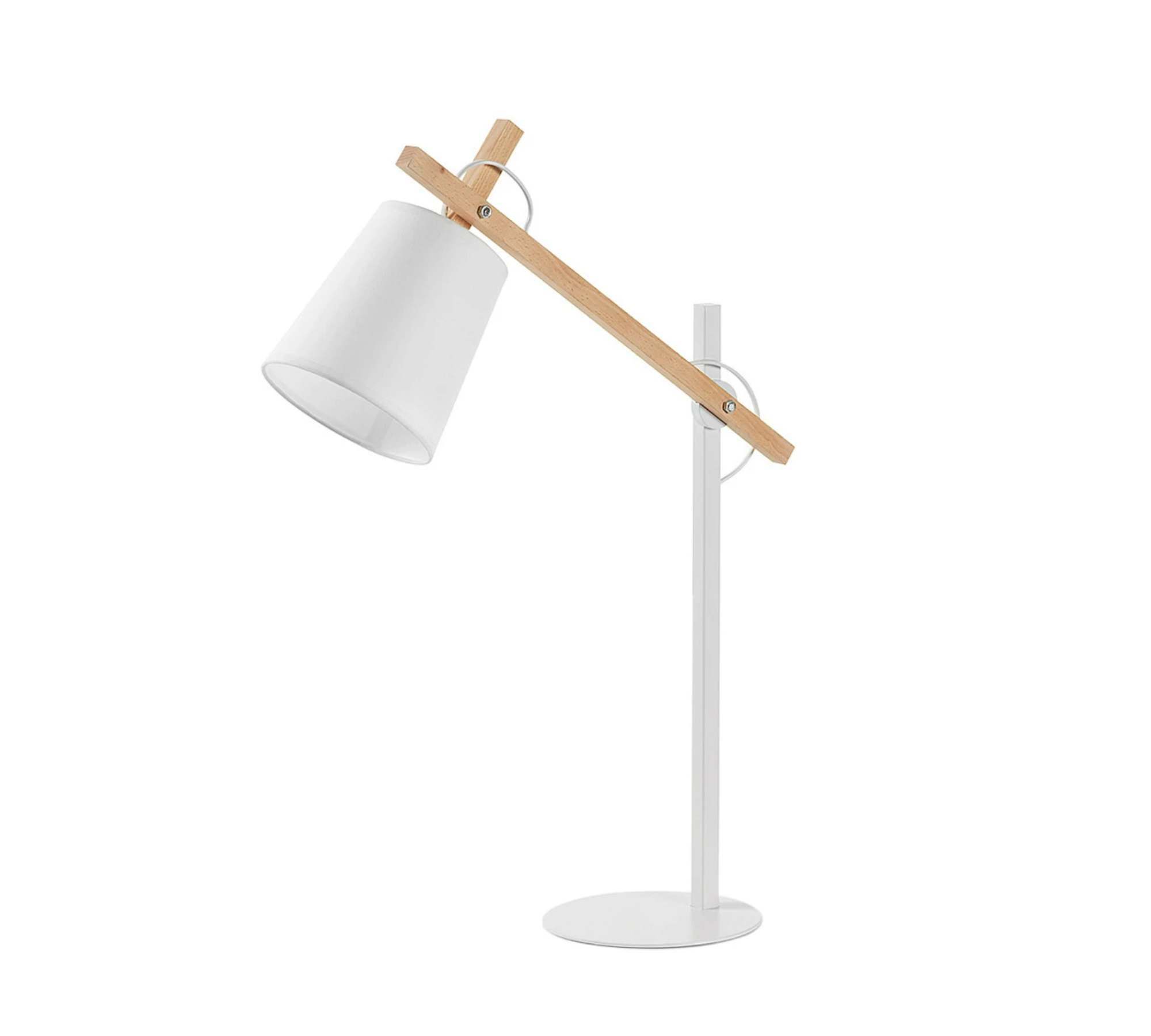 1-Flammige Tischleuchte Metall Holz Weiß 0