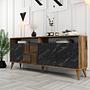 Milan Sideboard Walnussbraun Marmoroptik Schwarz 180cm 1