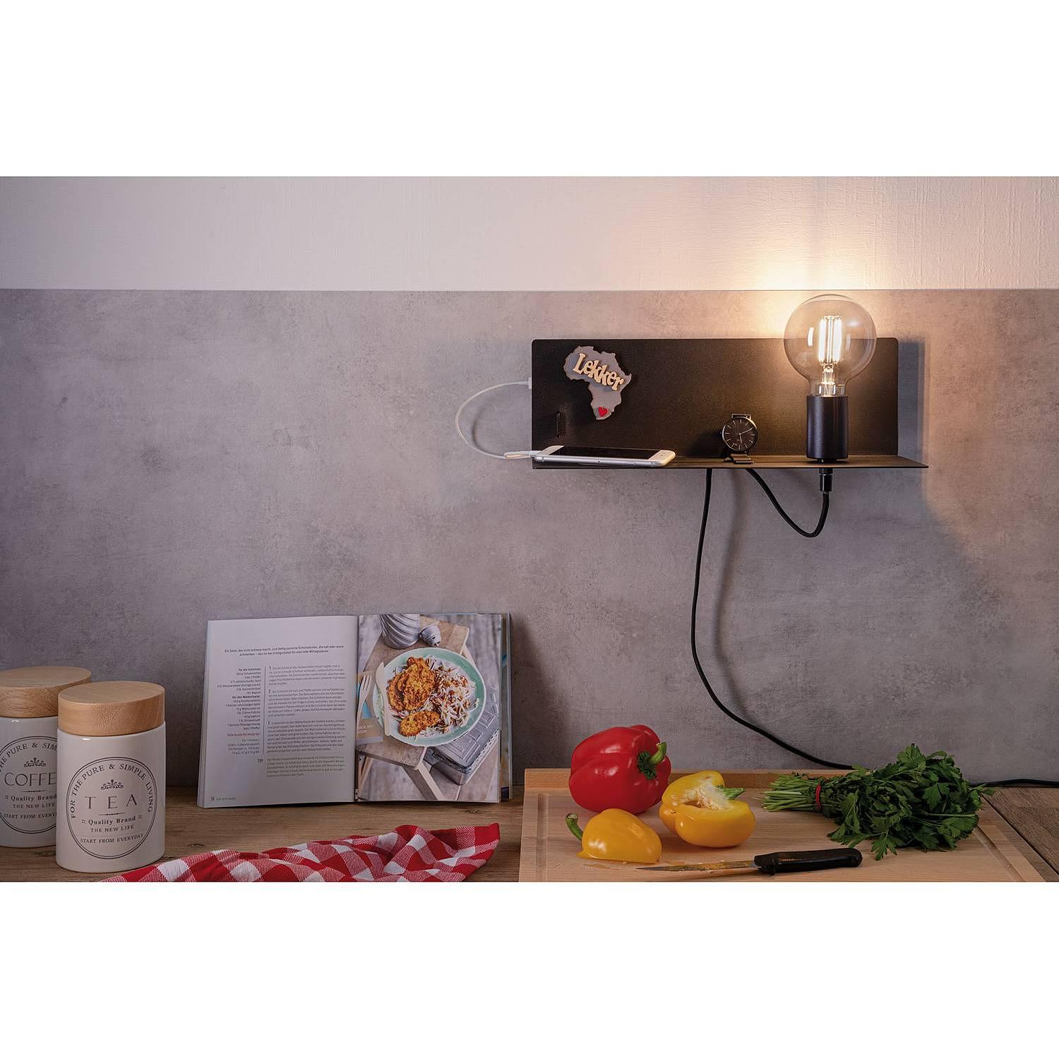 1-Flammig Wandleuchte Devara Aluminium Schwarz 3