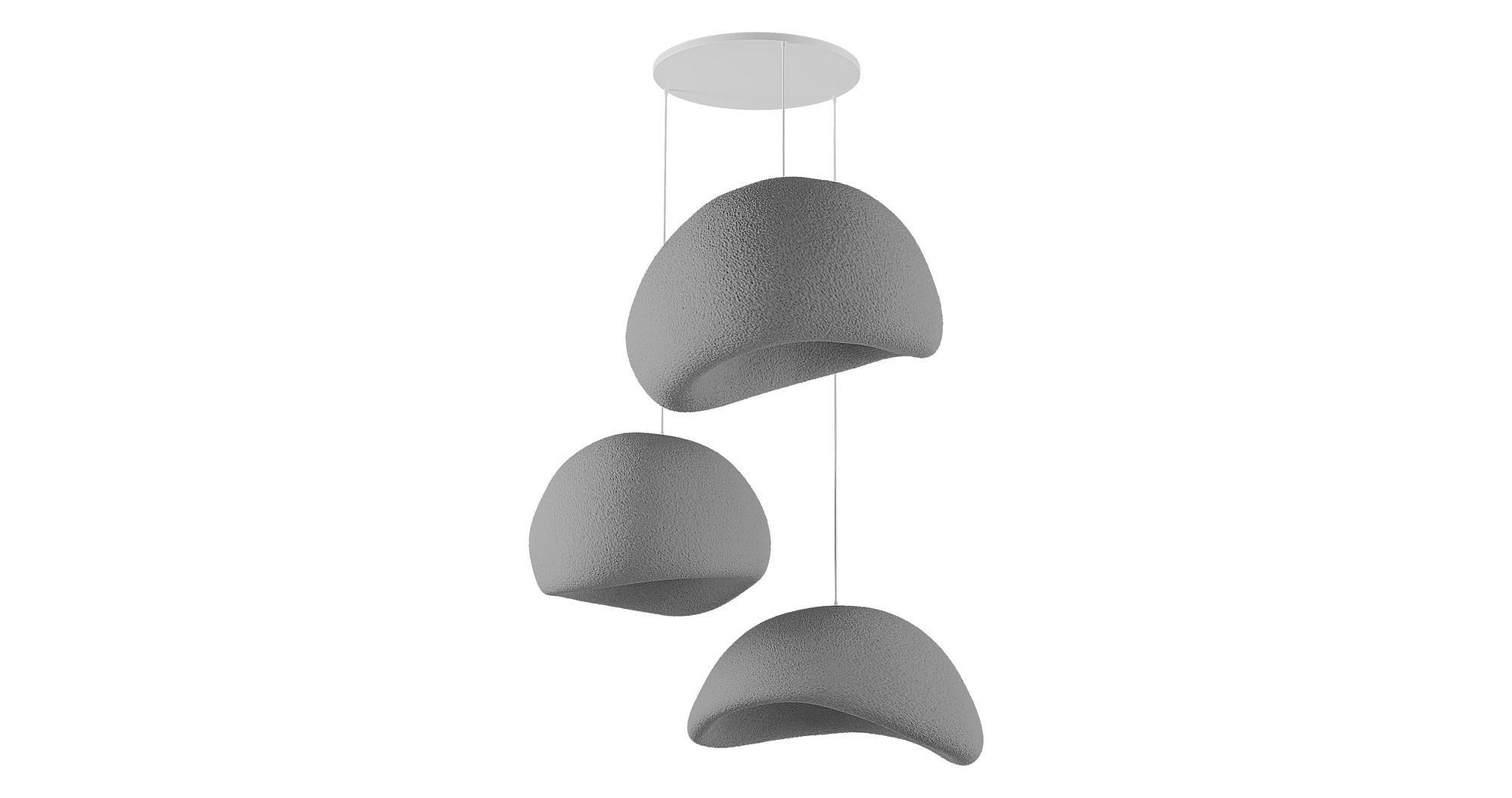 3-Flammig Wabi Sabi Shibumi Orbs Pendelleuchte Beton Grau 6