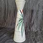 Vintage Keramikvase Braun Beige Blau gestreift 2