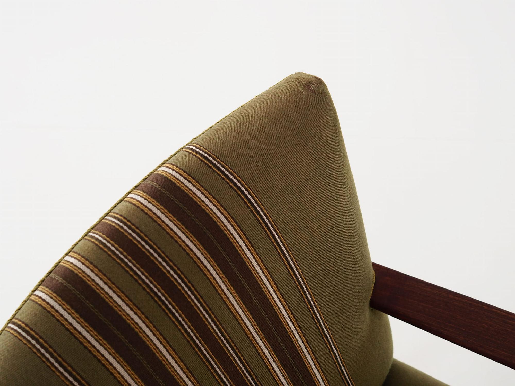 Vintage Stuhl Teakholz Textil Grün 1960er Jahre 11