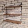 Vintage Wandregal Holz Braun Metall 3