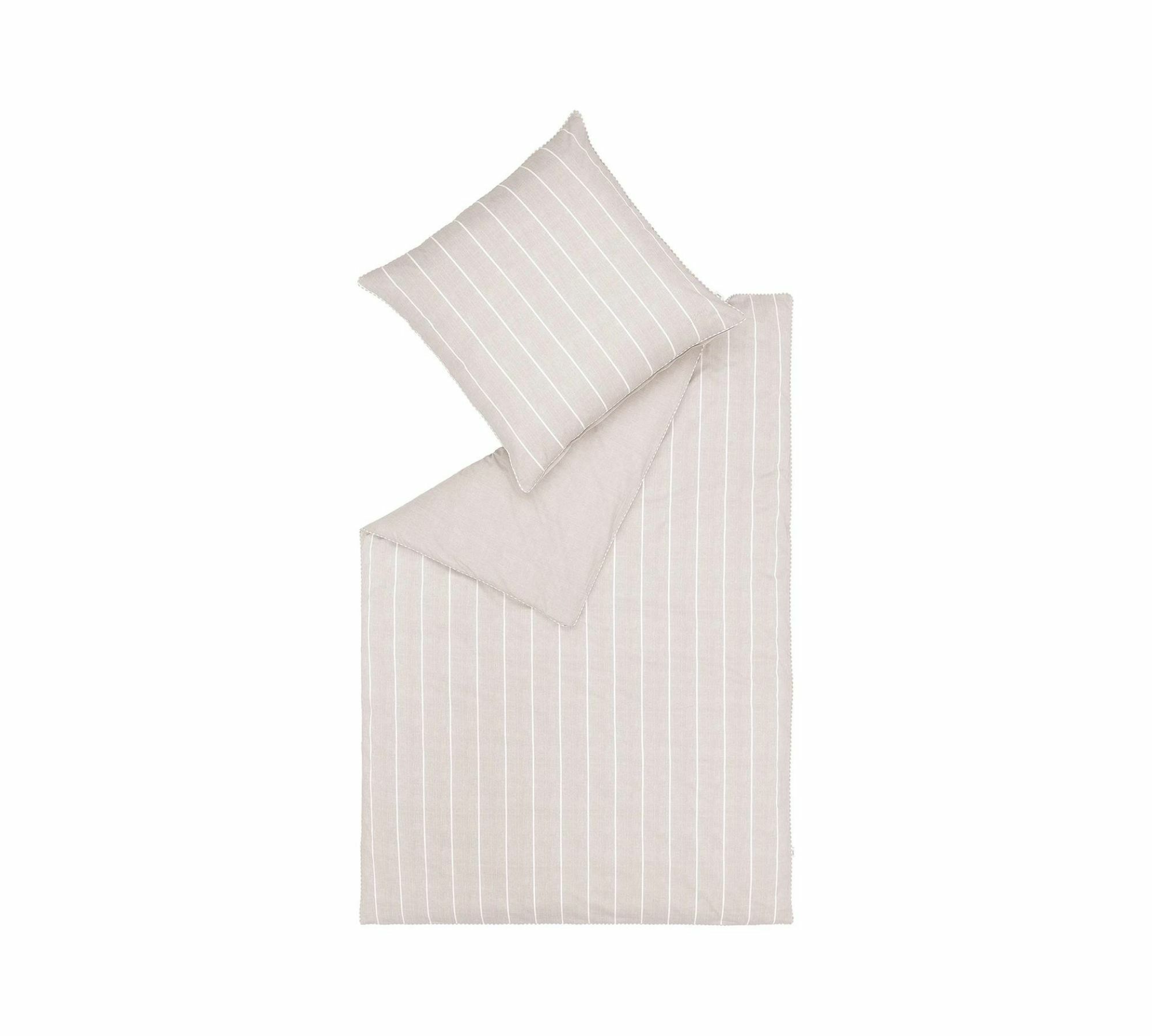 Bettwäsche Webstoff Beige Gestreift 140 x 200 cm 2