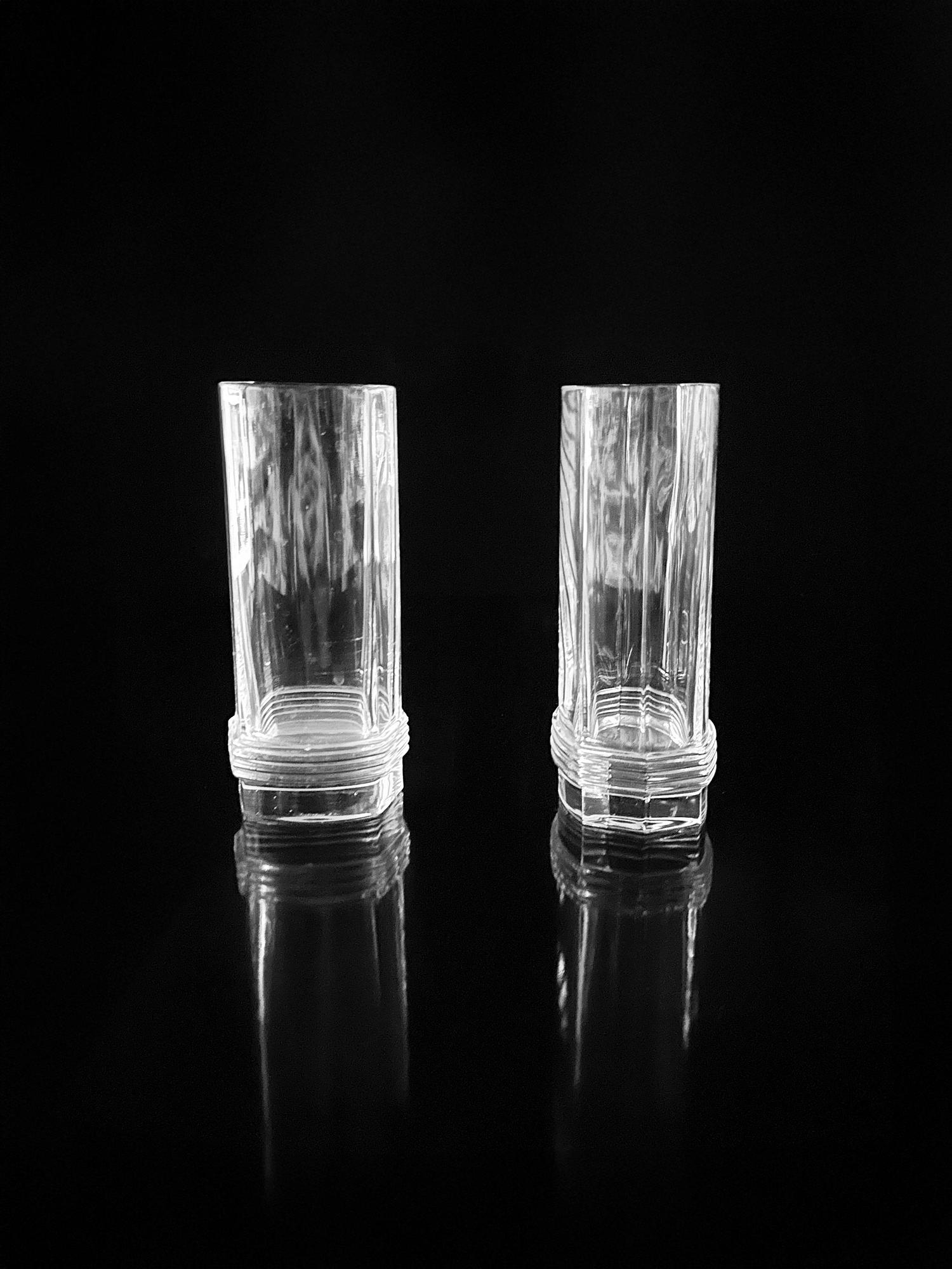 6x Vintage Highball Drinking Glasses Crystal 0