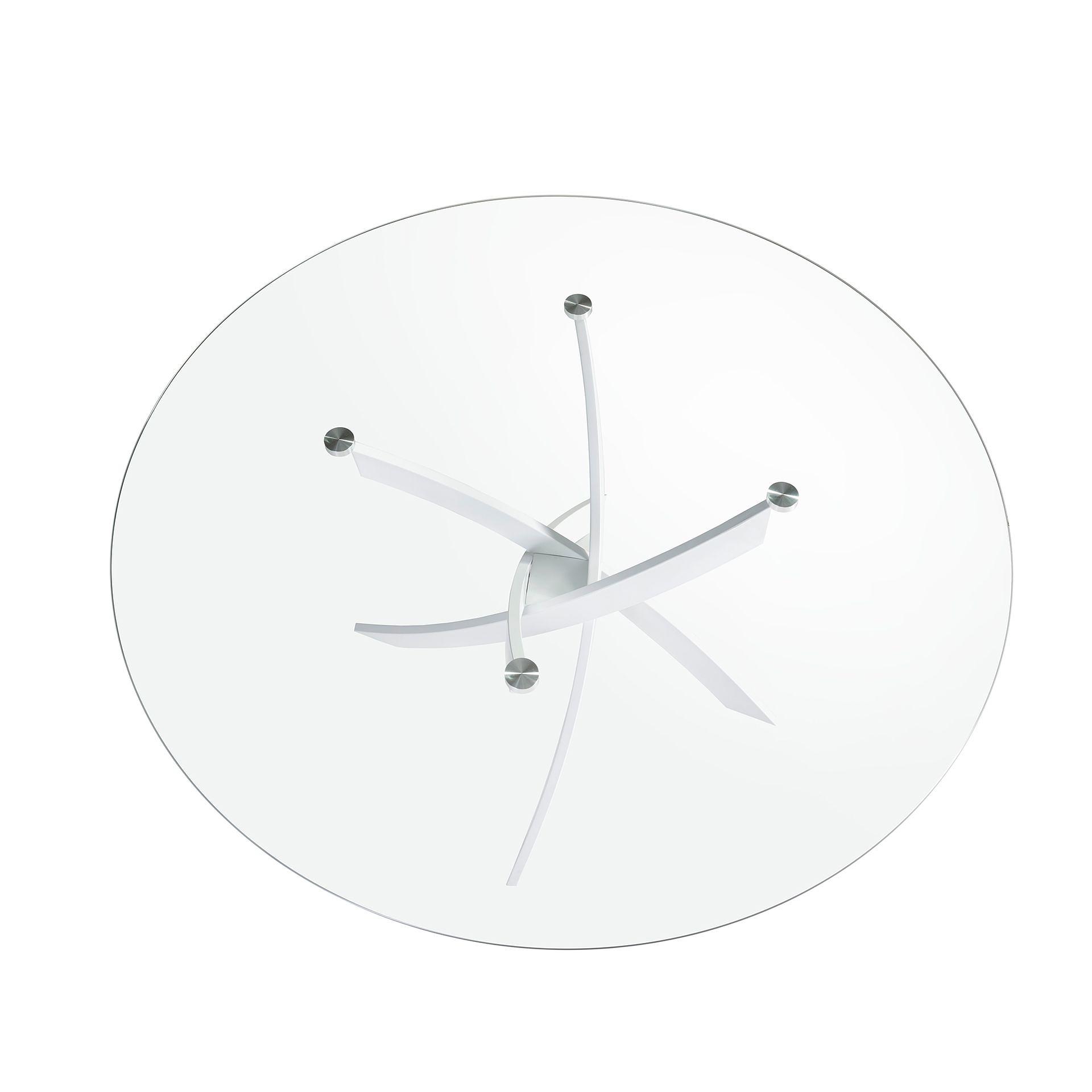 Runder Esstisch Glas Weißstahl Weiss Ø 100cm 4