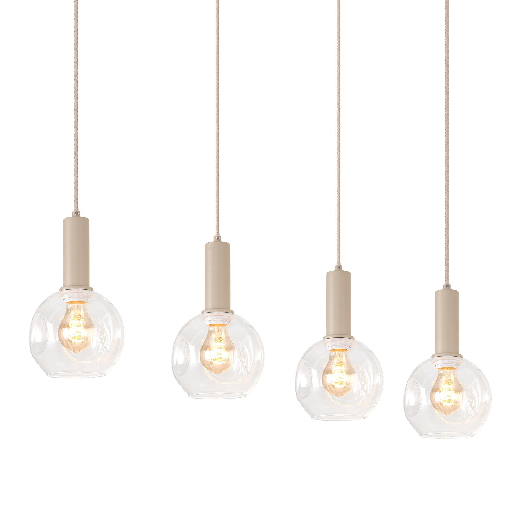 4-Flammig Bilman Pendelleuchte Gusseisen Klarglas Beige 3