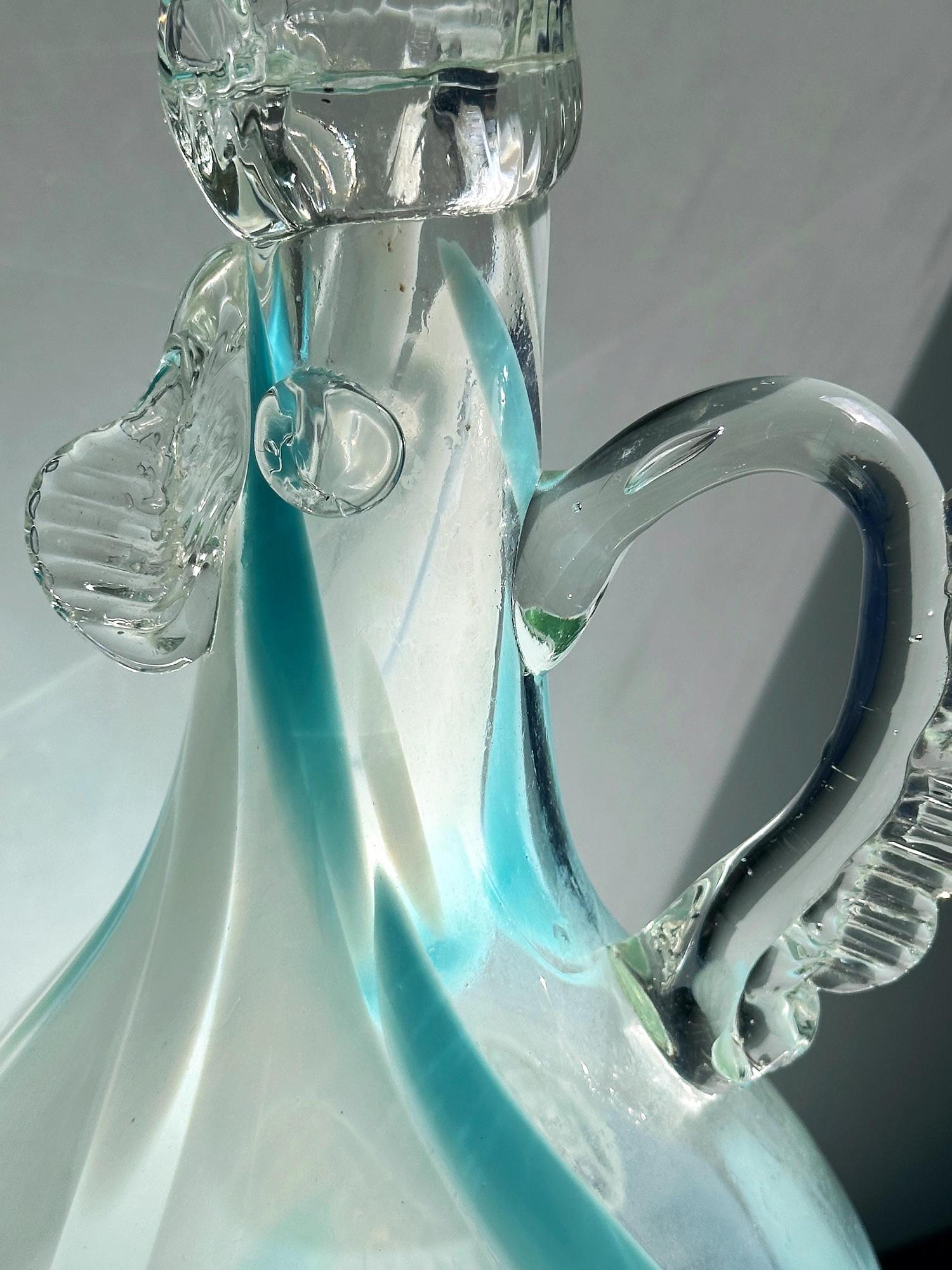 Vaso vintage in vetro di Murano blu anni '70 1