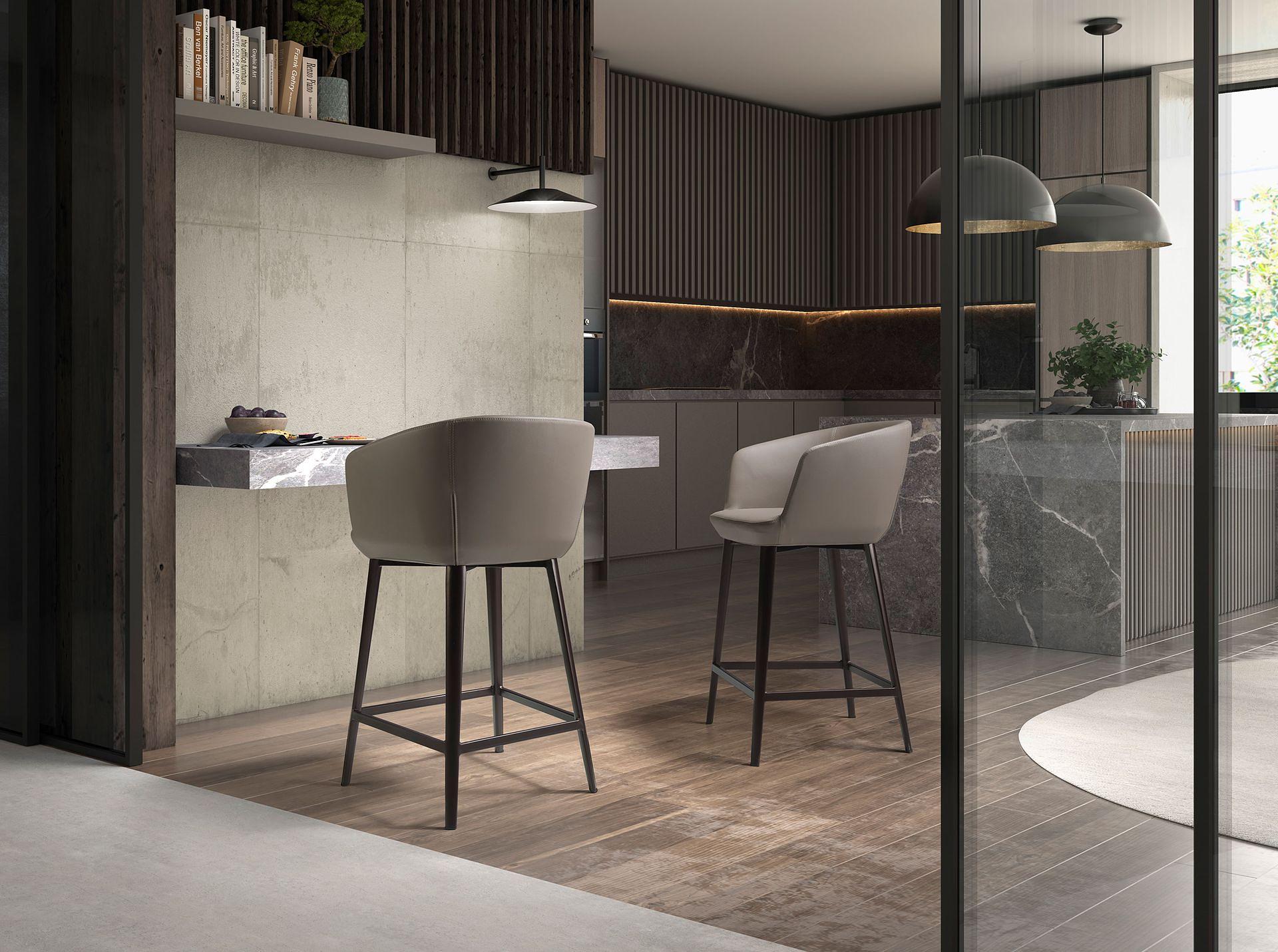 Sgabello da bar in ecopelle grigio 3