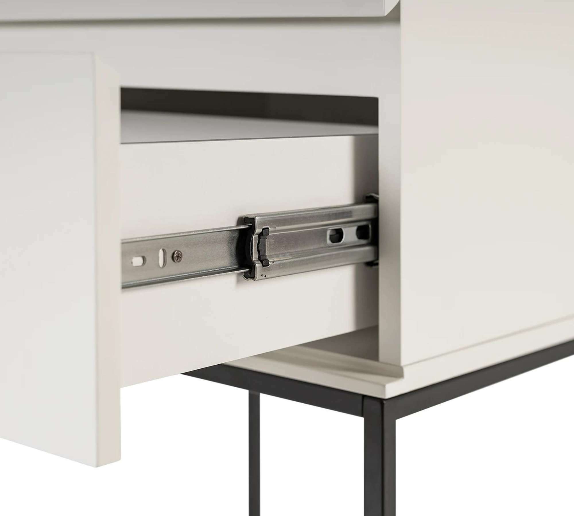 Nachtkommode Holz Metall Weiß 4