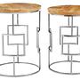 Agra Set aus 2 Mangoholz Beistelltischen mit runder Platte
 5