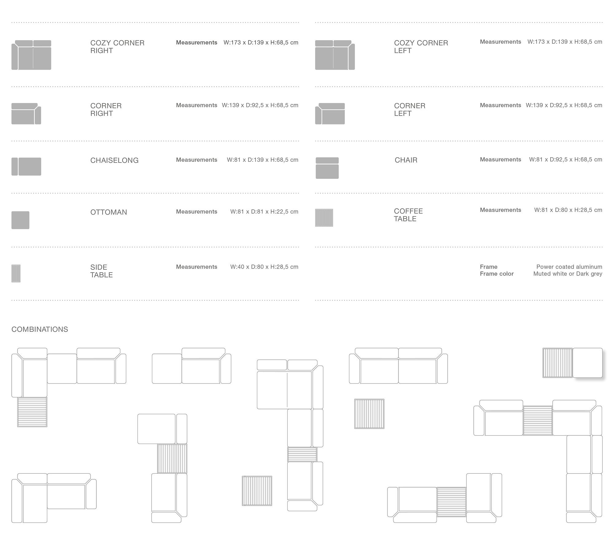 2x LEVEL Sofa Links, Sofa Rechts & Couchtisch Sooty Grau 7