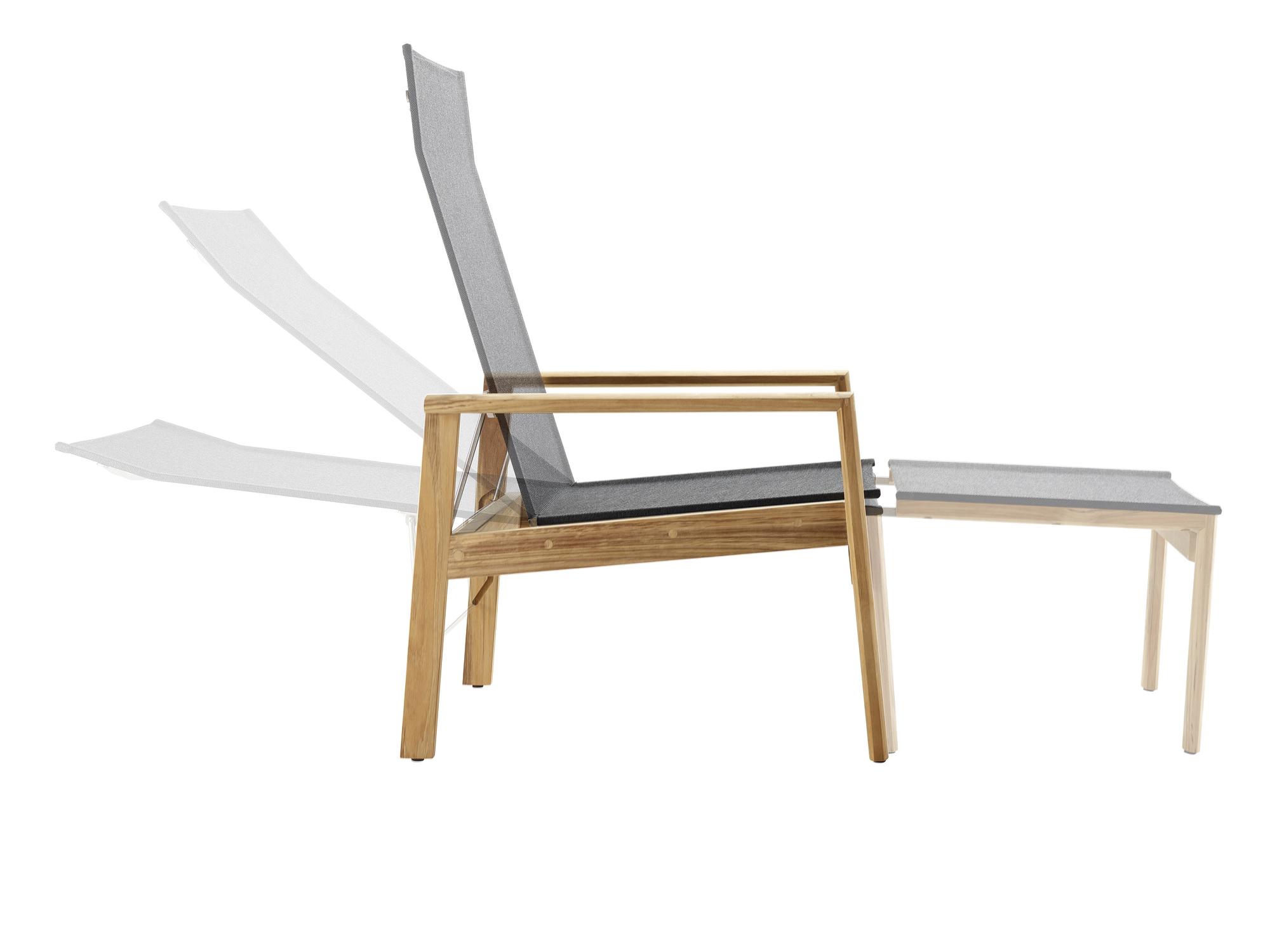 Safari Deckchair mit Hocker Teak Anthrazit 2