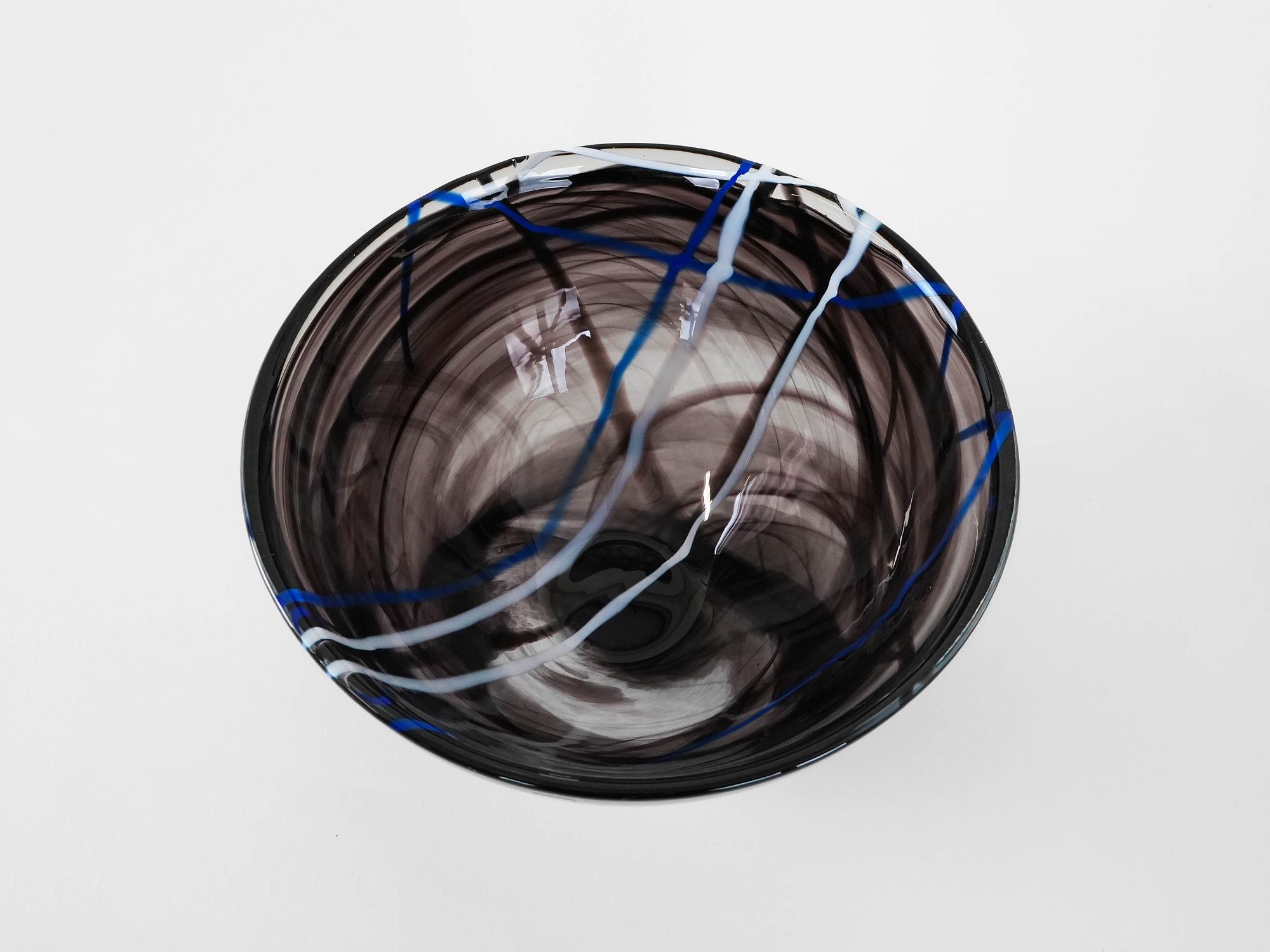 Contrast Glass Bowl Blue 1980s 3