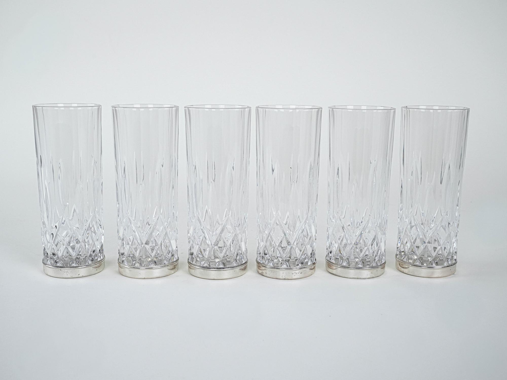 Crystal glasses set of 6 Transparent 1960s 3