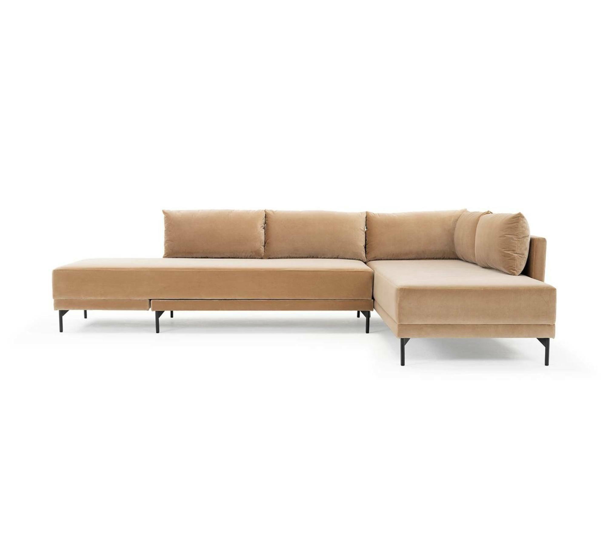 Vivica Schlafsofa Récamiere Rechts Velours Matt Beige 0