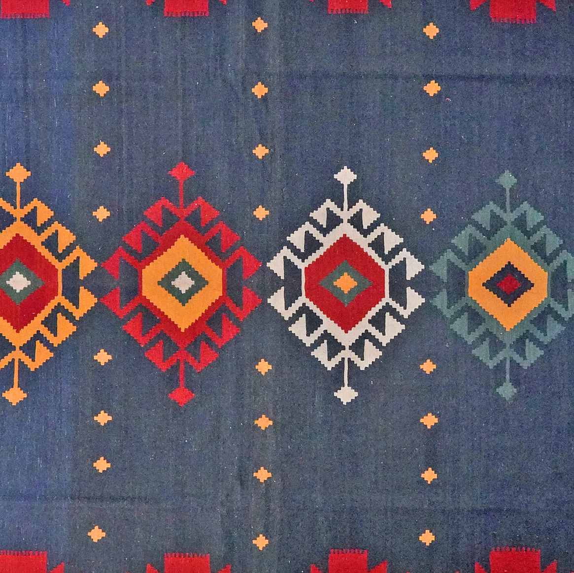 Kilim Gashgai Teppich Blau Rot 2