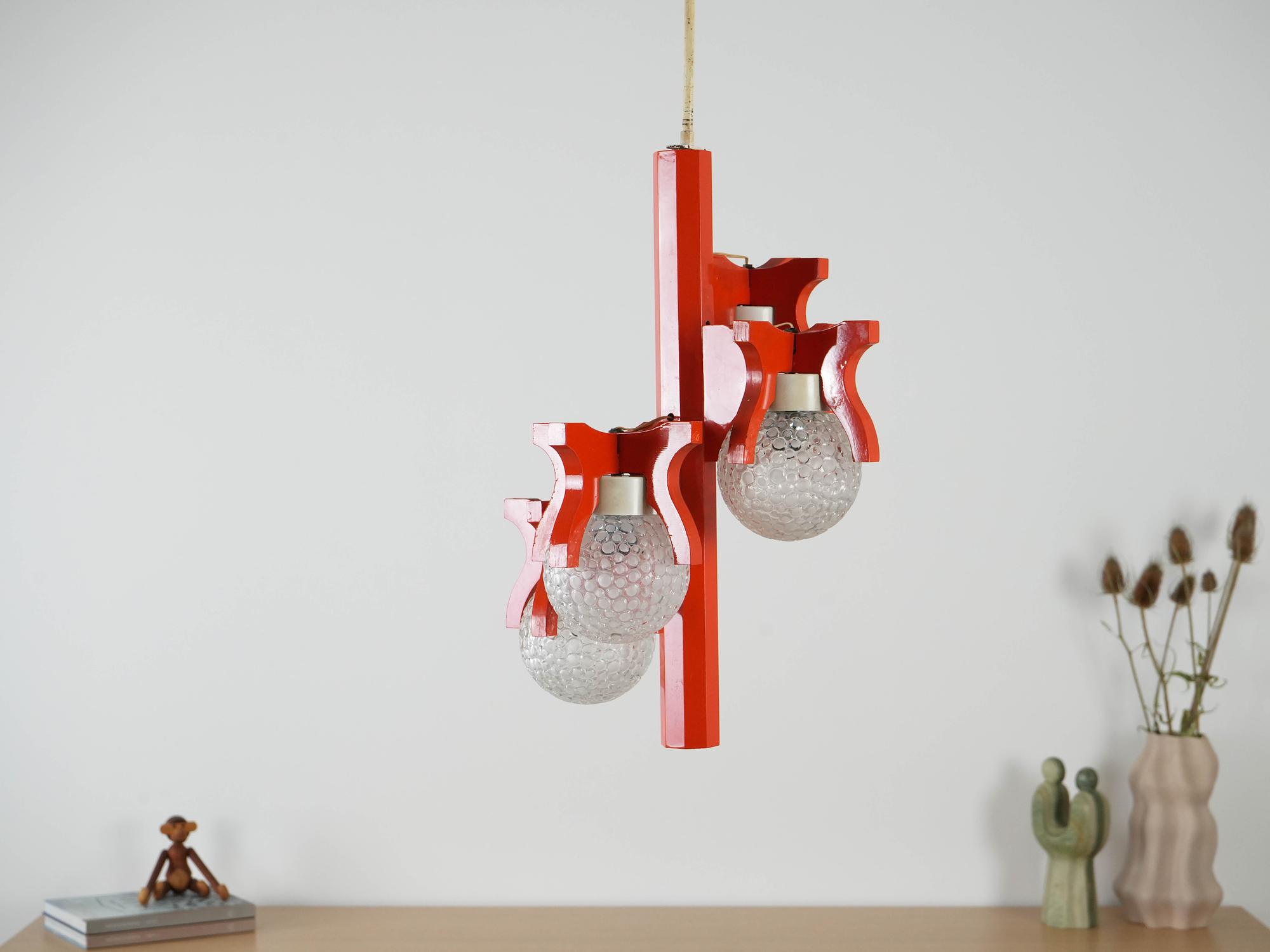 Space Age Pendant Lamp Orange 1970s 2