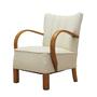Vintage armchair oak wood textile cream 1950s 0