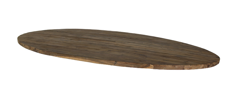 Ovale Tischplatte Teakholz Braun 0