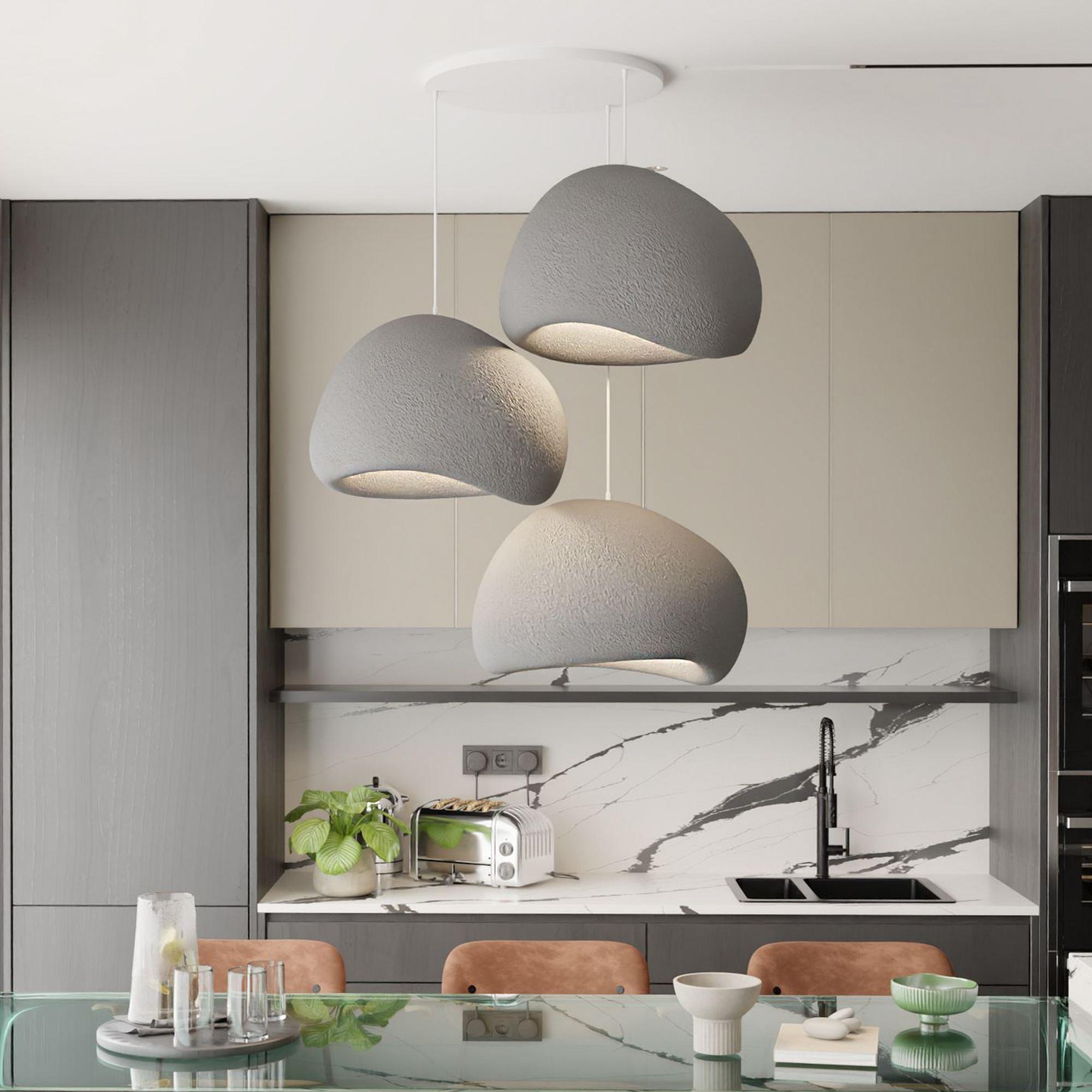 3-Flammig Wabi Sabi Claylights Pendelleuchte Beton Grau 0