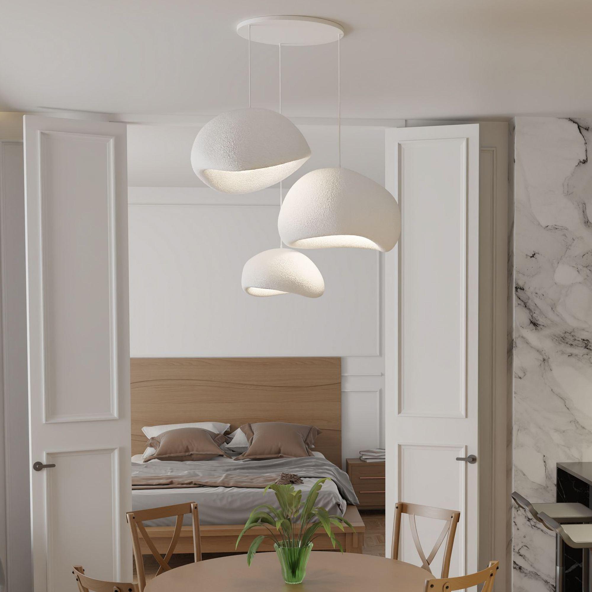 3-Flammig Wabi Sabi Mossgreys Pendelleuchte Weiß 0