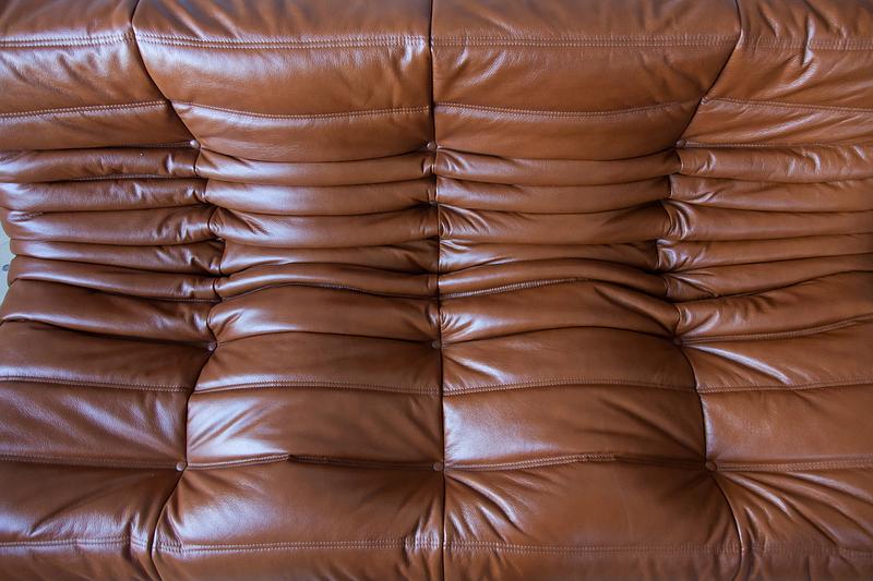 Togo Sofa 3-Sitzer Hochglanzleder Whiskybraun 7