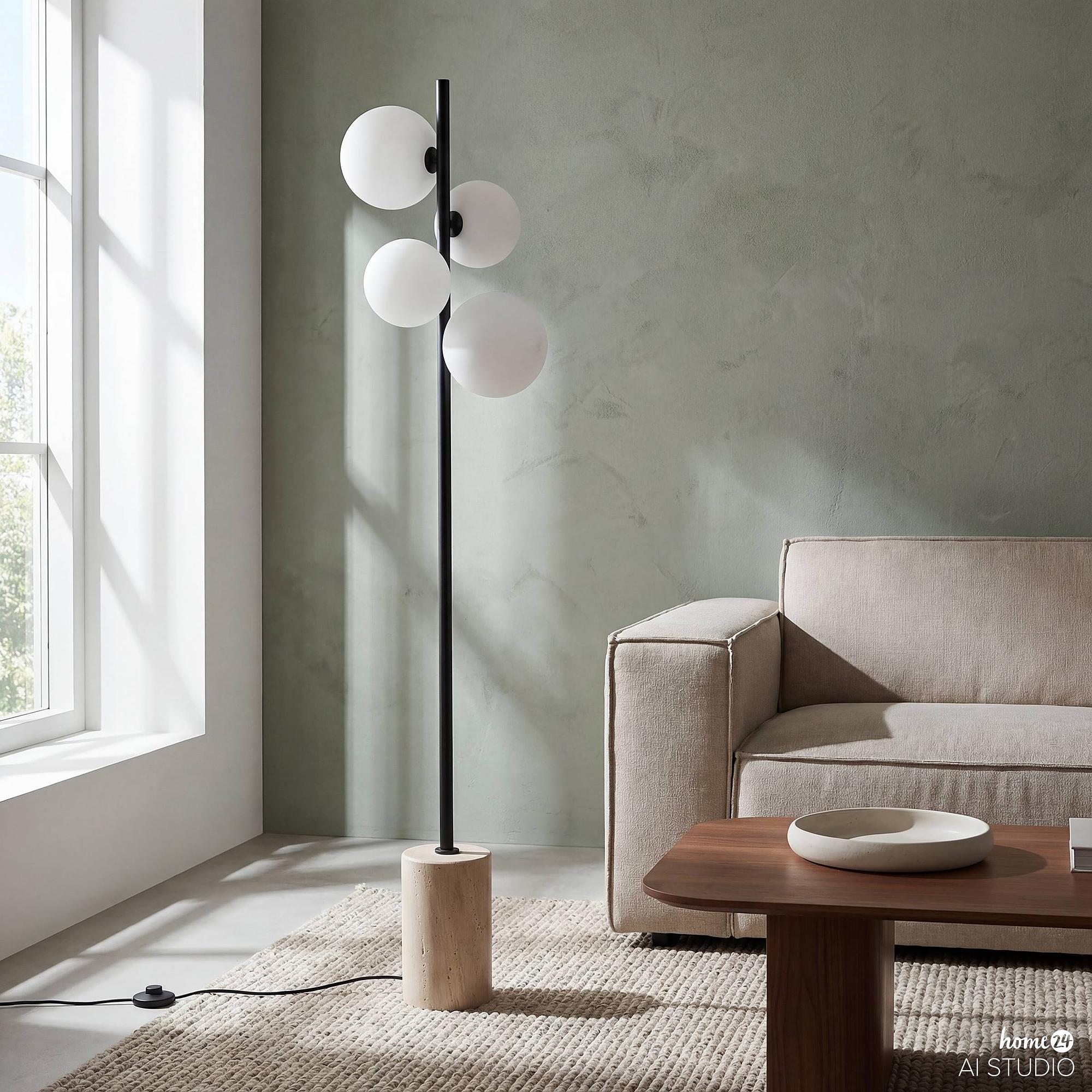 Kavio Stehleuchte 4-flammig Opalglas Marmor 3