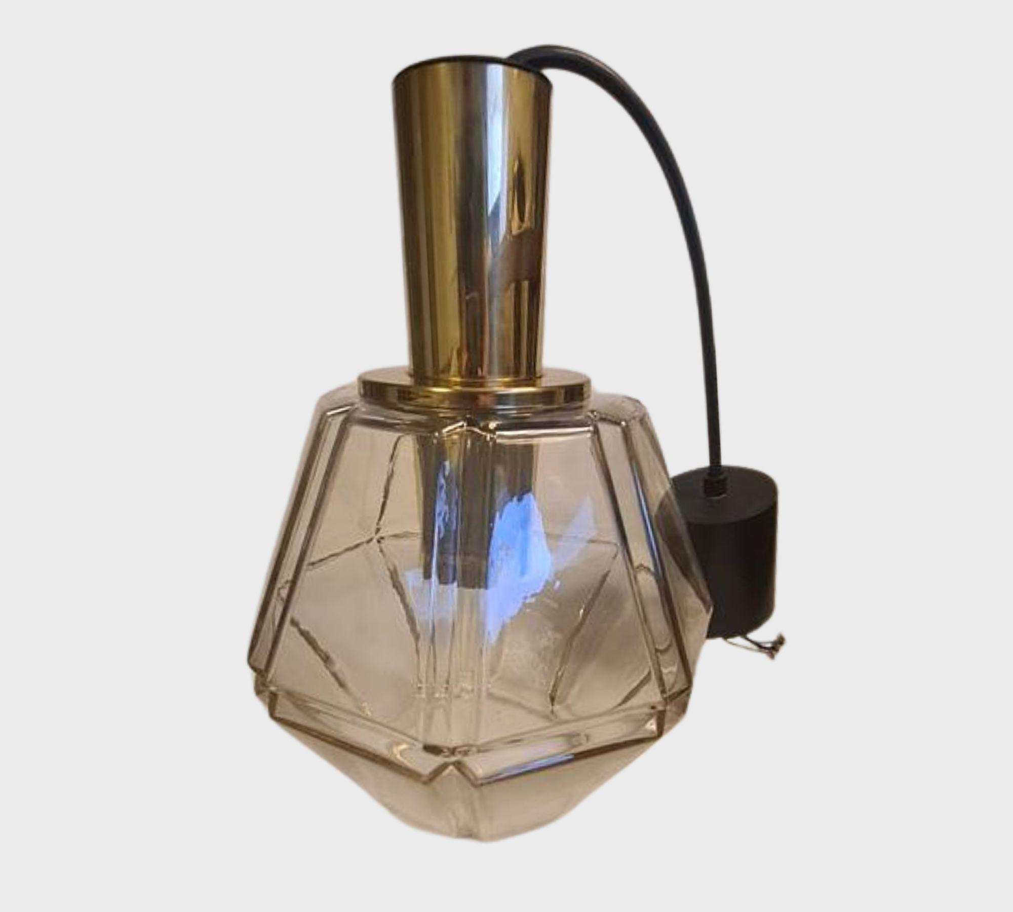 Vintage P167 4287 Pendelleuchte Messing Glas Gold 2