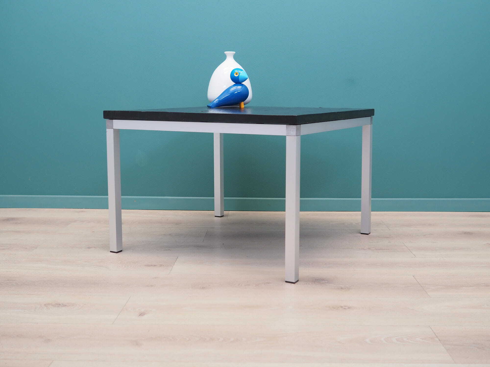 Vintage Side Table Slate Metal Black 1970s 3