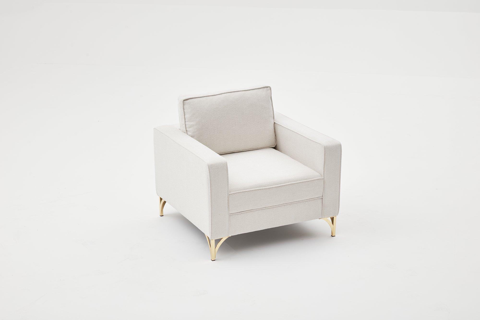 Lima Armchair Cream with gold legs 2